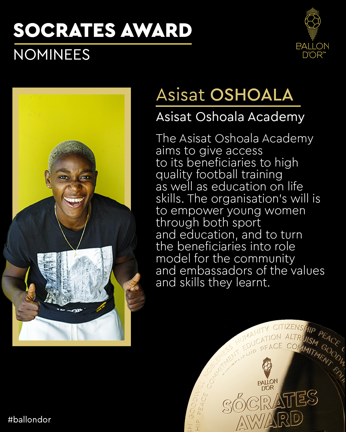Asisat Oshoala shortlisted for 2023 Ballon d’Or Award