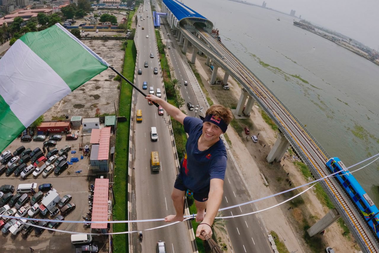 Sanwo-Olu Shares ‘Perfect Lagos Selfies’ Captured By Slack-liner Jaan Roose