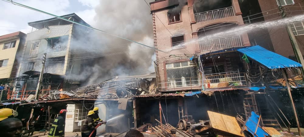Building Collapses in Lagos Market Fire