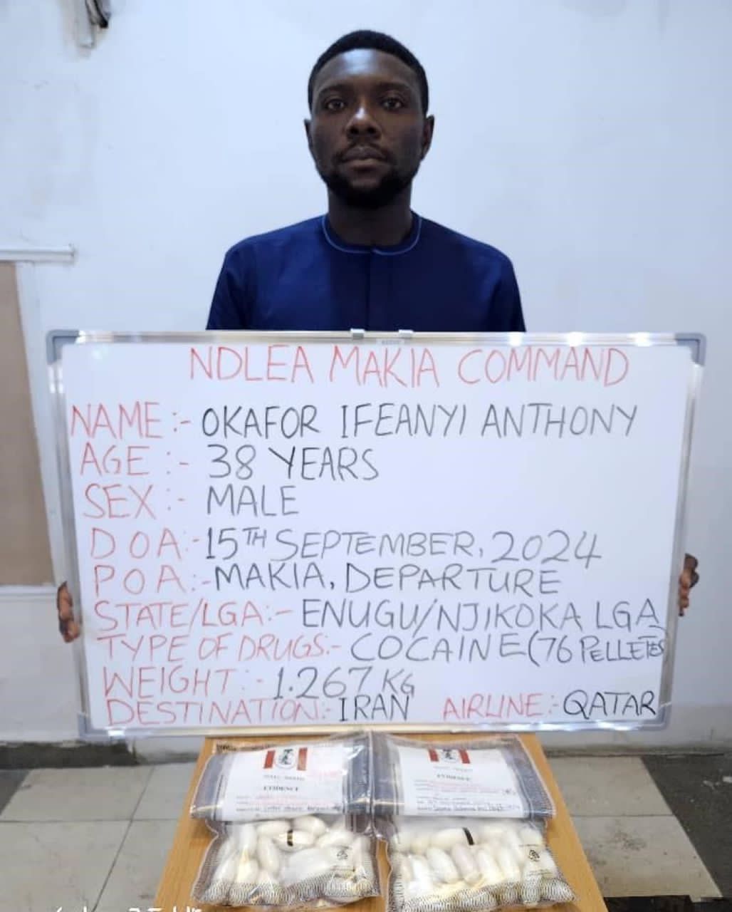 Iran-Bound drug mule arrested at Nigerian Airport