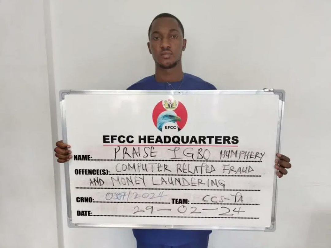 Praise Humphrey Igbo jailed for one year over $115,000 Internet fraud