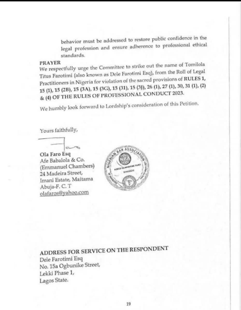 Ola Faro’s call to ban Dele Farotimi from practicing law in Nigeria