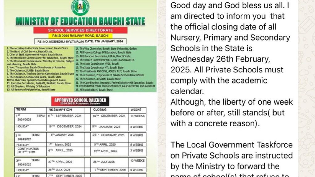 Bauchi closes schools for 5 weeks to observe Ramadan, says private schools must comply