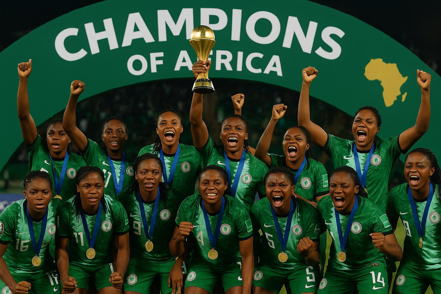 BREAKING: Super Falcons soar to 10th WAFCON glory as Rasheedat Ajibade crowned player of the tournament