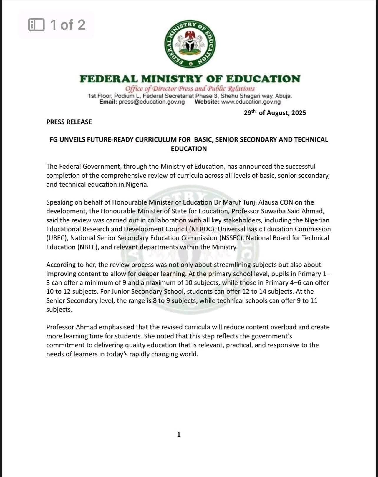 Photos: FG Introduces New Curriculum to Replace Old Framework
