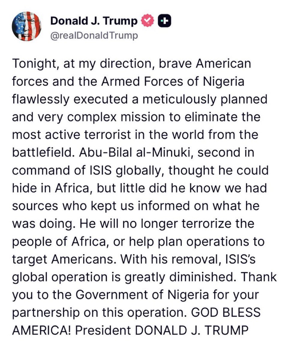 “Abu-Bilal al-Minuki, Second in Command of ISIS, Eliminated in Joint US-Nigeria Military Operation” – President Trump Announces Major Victory
