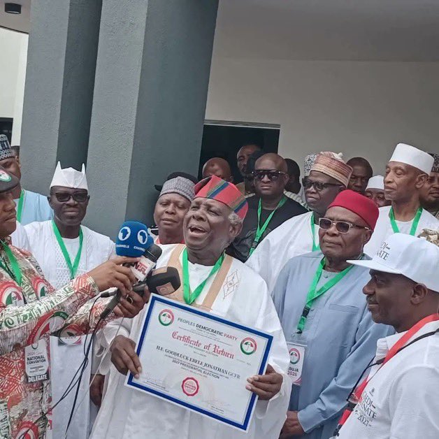 Jerry Gana Receives Goodluck Jonathan’s PDP Certificate of Return