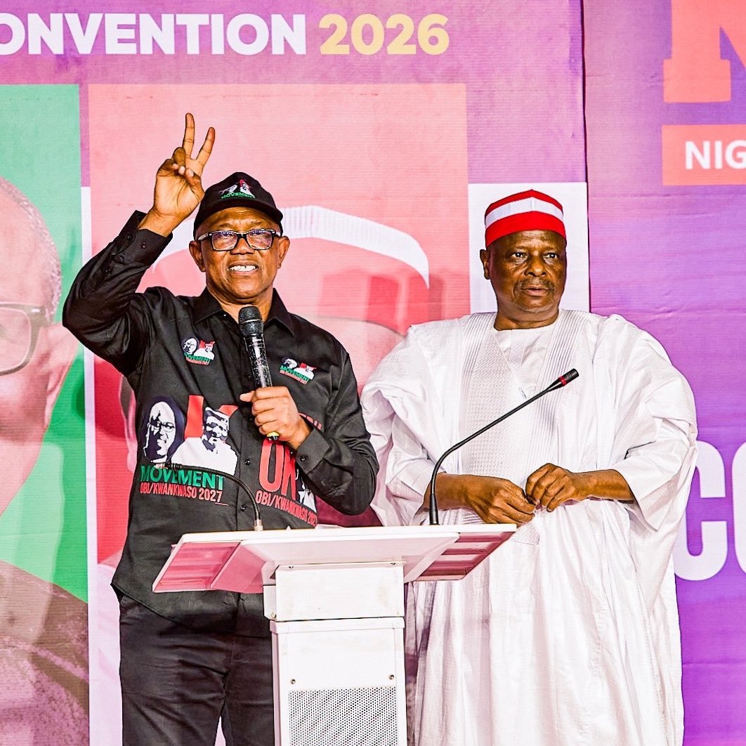 BREAKING 🇳🇬🗳️: Peter Obi has officially unveiled Rabiu Kwankwaso as his running mate for the 2027 presidential election under the Nigeria Democratic Congress (NDC), sealing a major North South political alliance ahead of the next general elections.