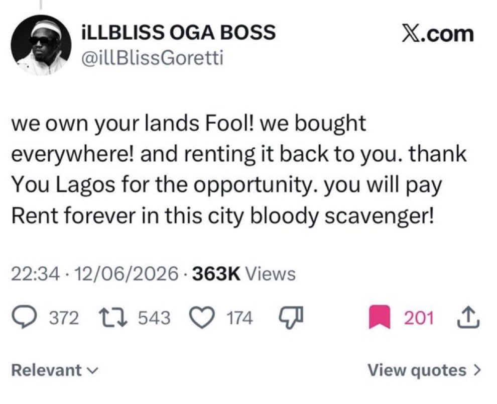 IllBliss: A Tenant Who Mistook Rent for Ownership – Lagos Will Never Be Yours