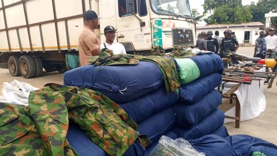 Police Intercept Truck Loaded with Military Camouflage, Drugs in Lagos – Four Arrested