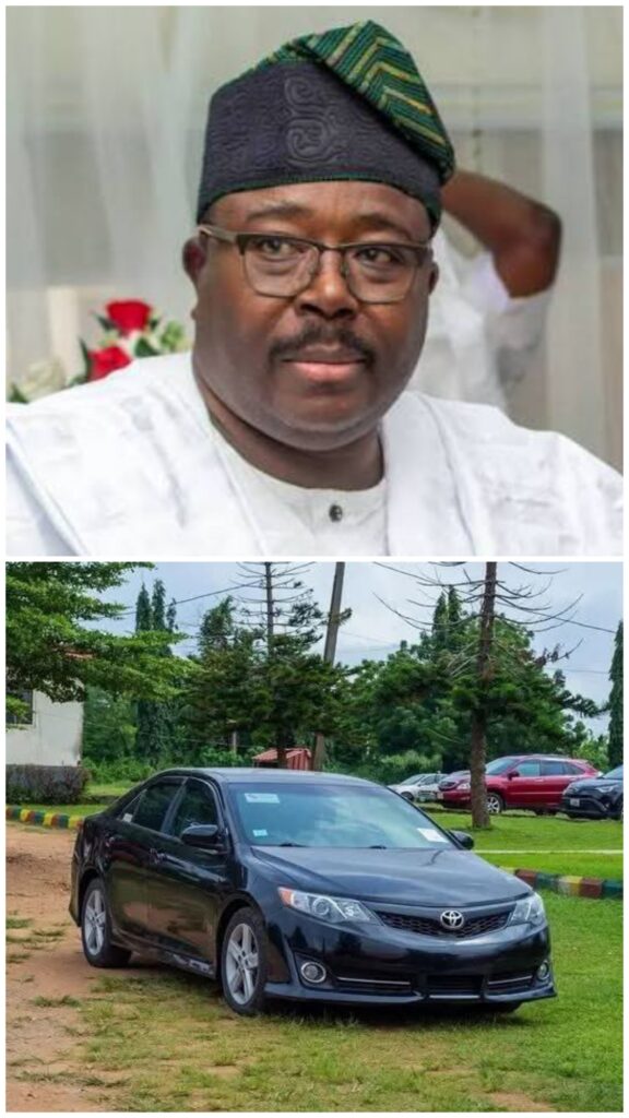 Oyo APC Governorship Candidate, Senator Sharafadeen Alli, Donates Toyota Camry to Mrs. Rachael Folake Alamu, Principal of Community High School, Esiele, to Replace the Vehicle Burnt During Her Abduction by Gunmen.