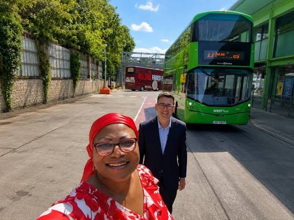 Bus Aunty Gets UK PM’s Endorsement! Bemi Orojuogun Meets Andy Burnham as He Announces £2 Bus Fare Cap Across England